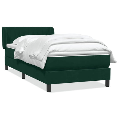Giroletto a Molle con Materasso Verde Scuro 90x210 cm Velluto