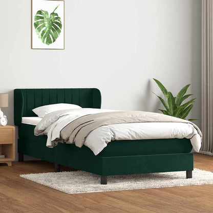 Giroletto a Molle con Materasso Verde Scuro 100x210 cm Velluto