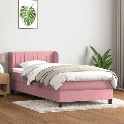 Giroletto a Molle con Materasso Rosa 100x210 cm in Velluto