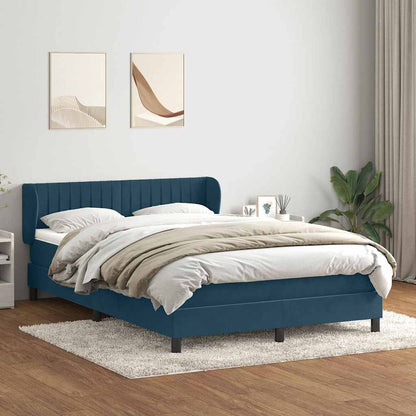Giroletto a Molle con Materasso Blu Scuro 160x210 cm in Velluto