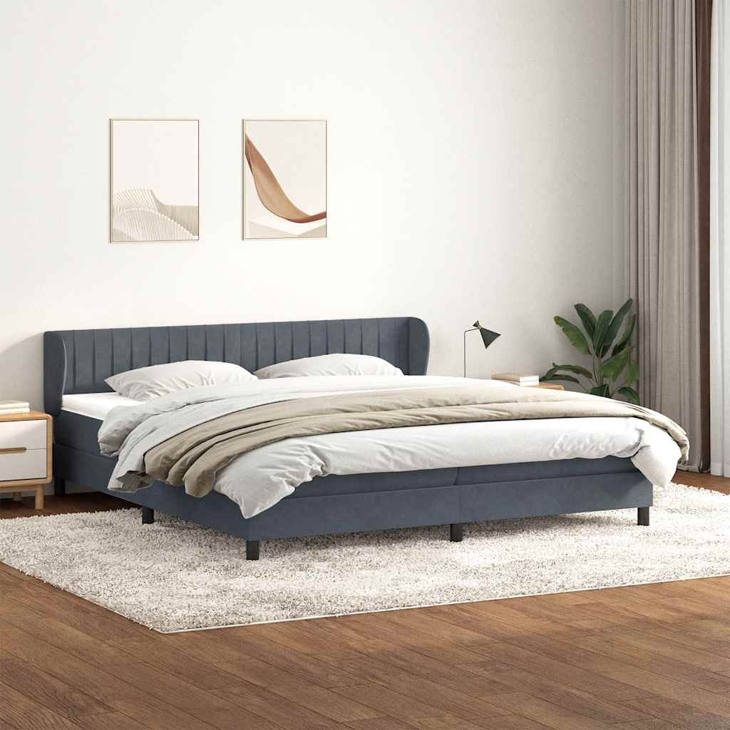 Giroletto a Molle con Materassi Grigio Scuro 180x210 cm Velluto