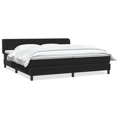 Giroletto a Molle con Materassi Nero 180x210 cm in Velluto