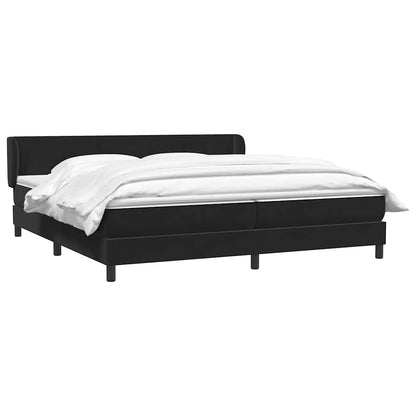 Giroletto a Molle con Materassi Nero 180x210 cm in Velluto
