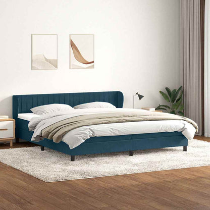 Giroletto a Molle con Materassi Blu Scuro 180x210 cm in Velluto