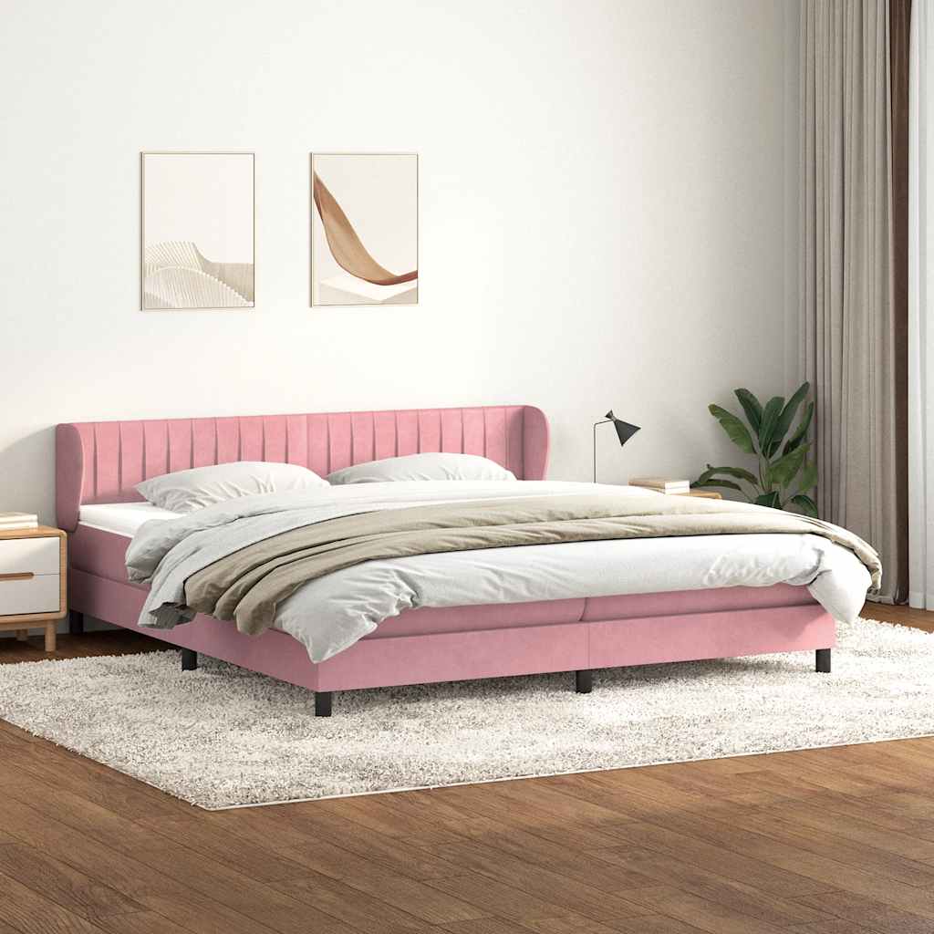 Giroletto a Molle con Materassi Rosa 180x210 cm in Velluto