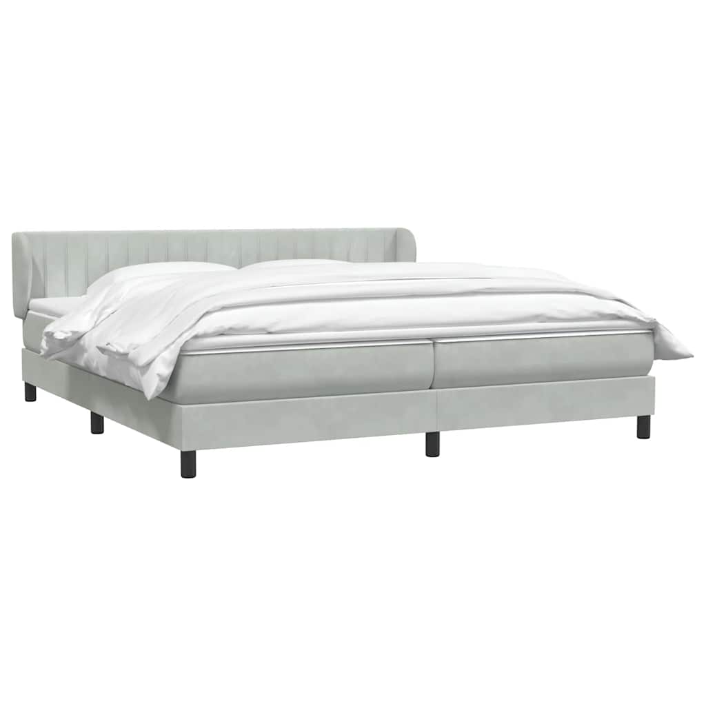 Giroletto a Molle con Materassi Grigio Chiaro 200x210cm Velluto