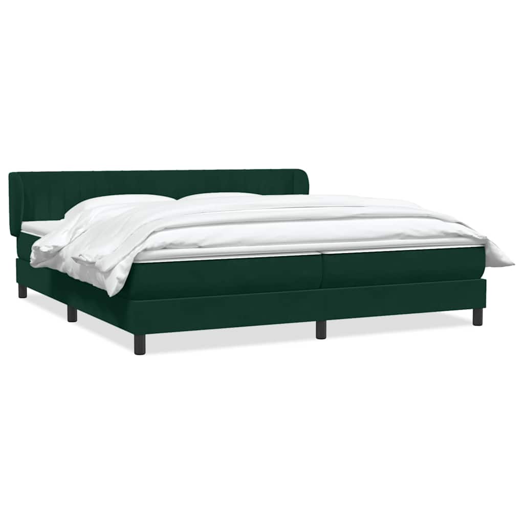 Giroletto a Molle con Materassi Verde Scuro 200x210 cm Velluto