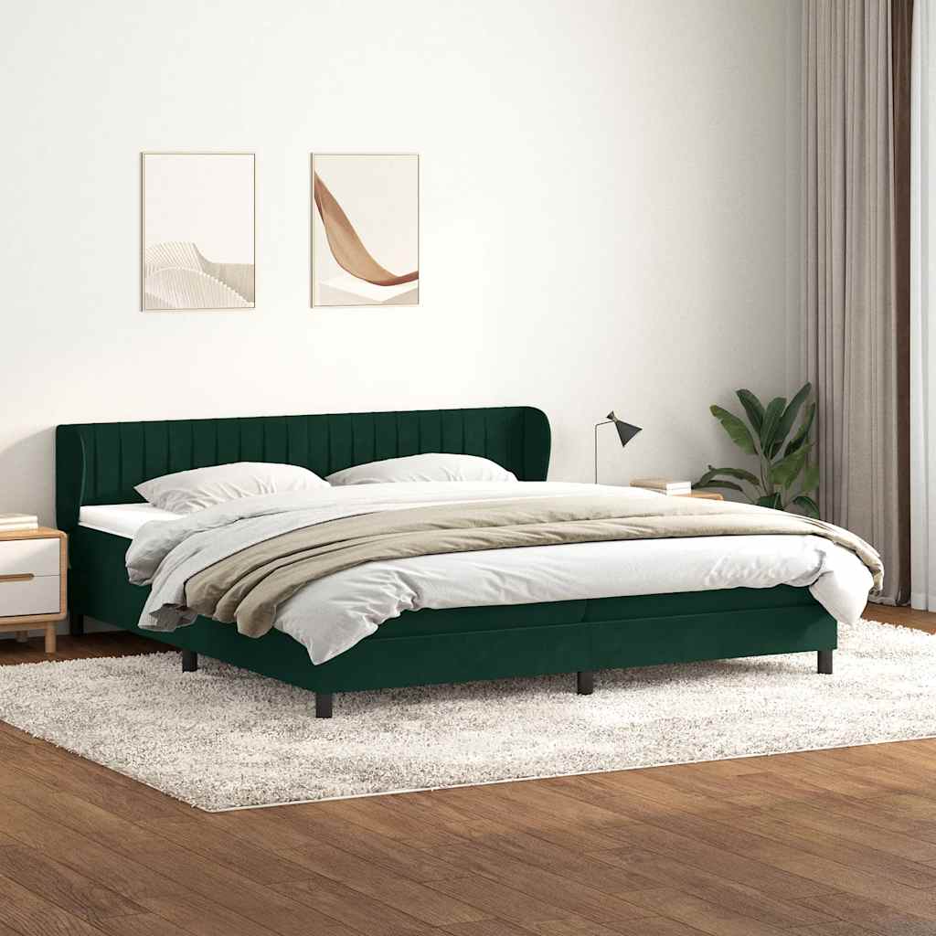 Giroletto a Molle con Materassi Verde Scuro 200x210 cm Velluto