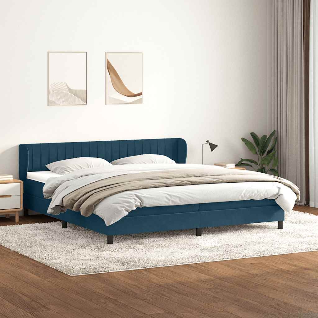 Giroletto a Molle con Materassi Blu Scuro 200x210 cm in Velluto