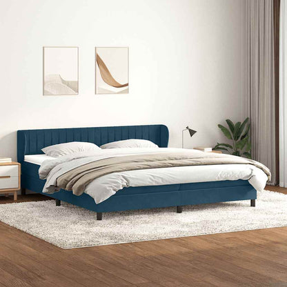 Giroletto a Molle con Materassi Blu Scuro 200x210 cm in Velluto