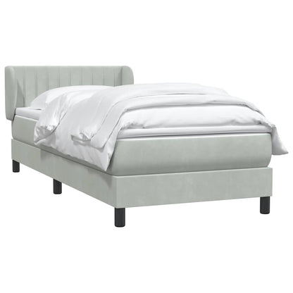 Giroletto a Molle con Materasso Grigio Chiaro 80x220 cm Velluto