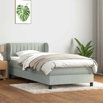 Giroletto a Molle con Materasso Grigio Chiaro 80x220 cm Velluto