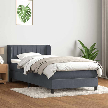 Giroletto a Molle con Materasso Grigio Scuro 80x220 cm Velluto