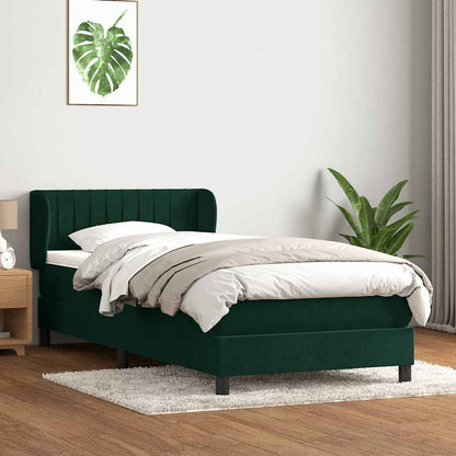 Giroletto a Molle con Materasso Verde Scuro 80x220 cm Velluto