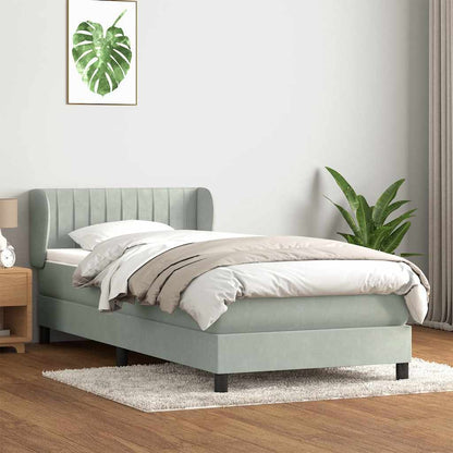 Giroletto a Molle con Materasso Grigio Chiaro 90x220 cm Velluto