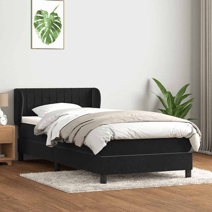Giroletto a Molle con Materasso Nero 90x220 cm in Velluto
