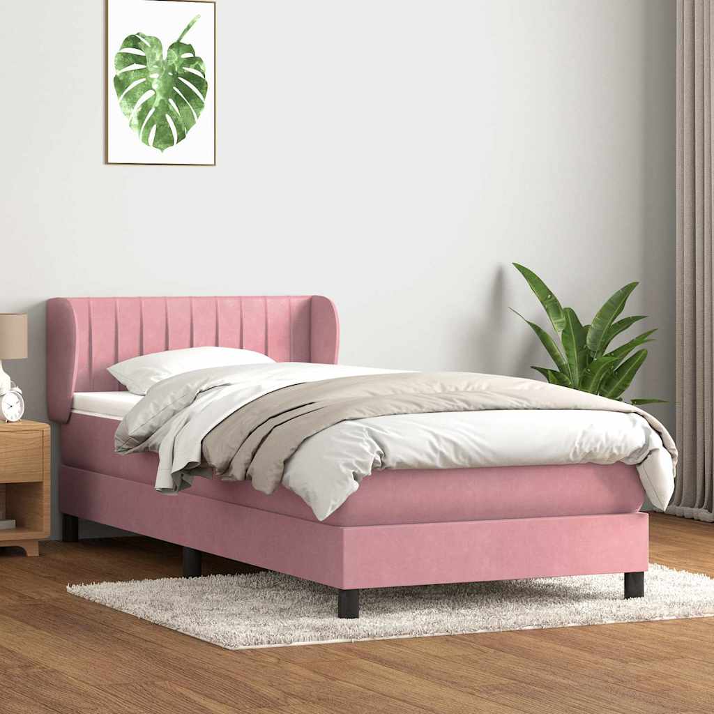 Giroletto a Molle con Materasso Rosa 90x220 cm Velluto