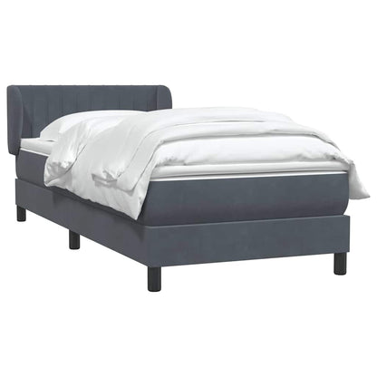 Giroletto a Molle con Materasso Grigio Scuro 100x220 cm Velluto