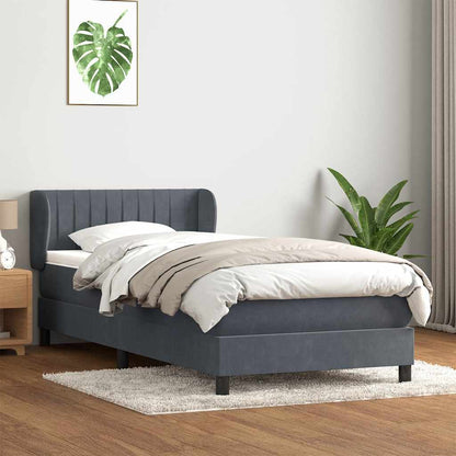 Giroletto a Molle con Materasso Grigio Scuro 100x220 cm Velluto