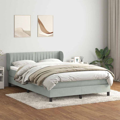 Giroletto a Molle con Materasso Grigio Chiaro 140x220cm Velluto