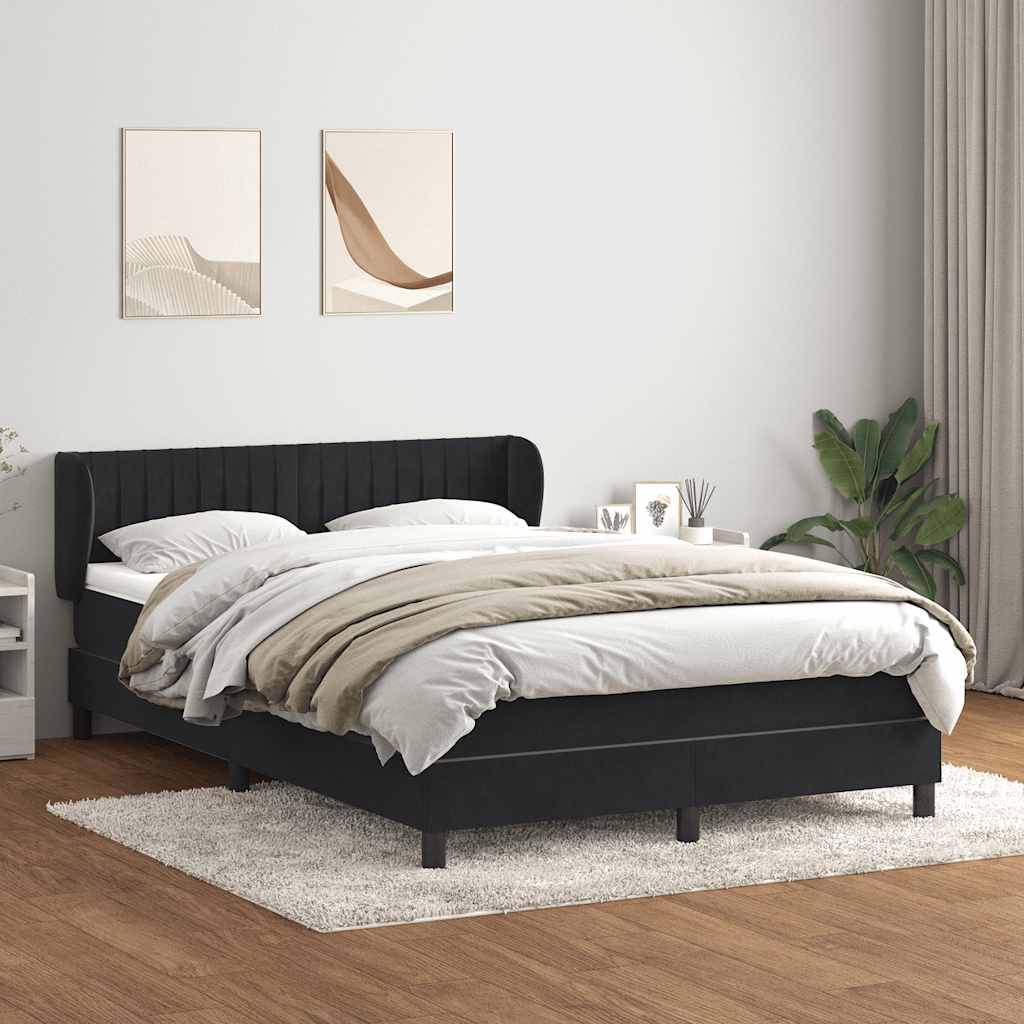 Giroletto a Molle con Materasso Nero 140x220 cm in Velluto