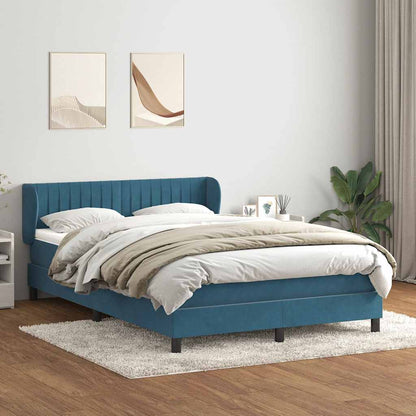 Giroletto a Molle con Materasso Blu Scuro 140x220 cm Velluto