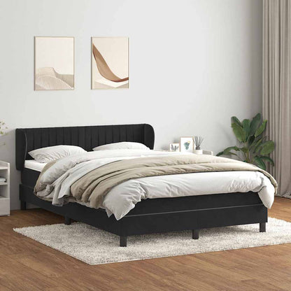 Giroletto a Molle con Materasso Nero 160x220 cm in Velluto