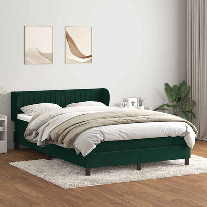 Giroletto a Molle con Materasso Verde Scuro 160x220 cm Velluto
