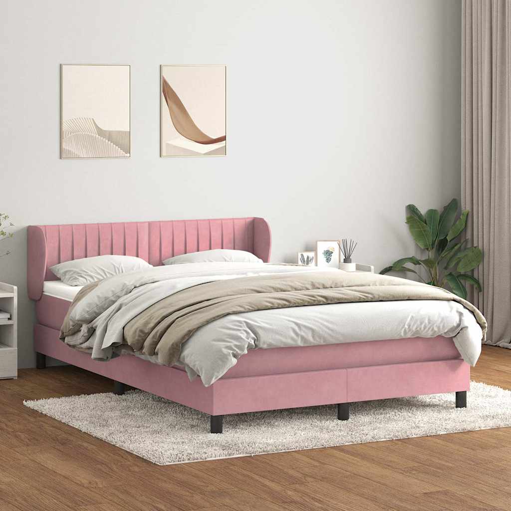 Giroletto a Molle con Materasso Rosa 160x220 cm in Velluto