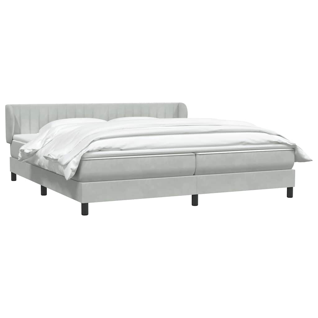 Giroletto a Molle con Materassi Grigio Chiaro 180x220cm Velluto