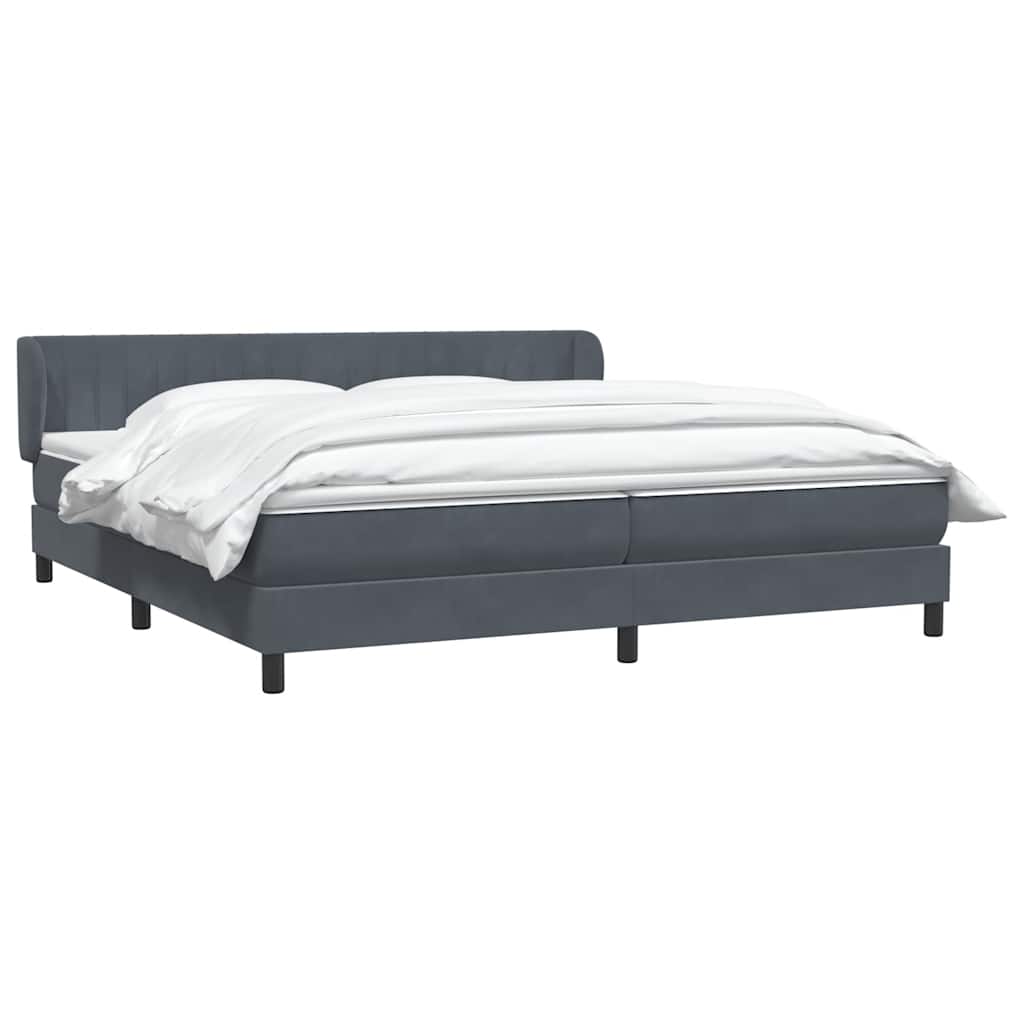 Giroletto a Molle con Materassi Grigio Scuro 180x220 cm Velluto