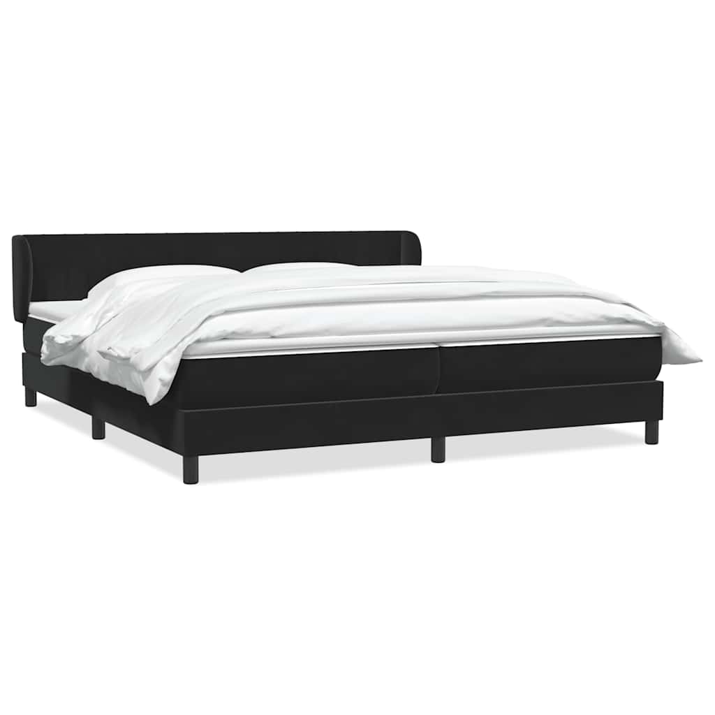 Giroletto a Molle con Materassi Nero 180x220 cm in Velluto