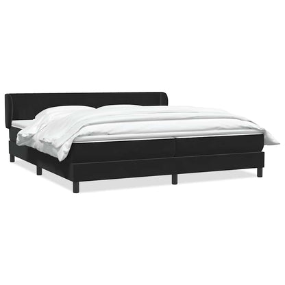 Giroletto a Molle con Materassi Nero 180x220 cm in Velluto