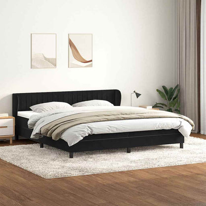 Giroletto a Molle con Materassi Nero 180x220 cm in Velluto