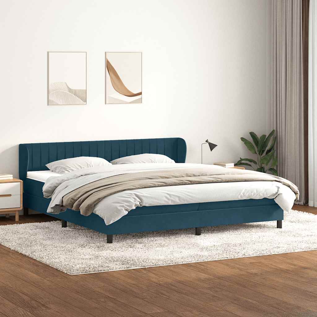 Giroletto a Molle con Materassi Blu Scuro 180x220 cm Velluto