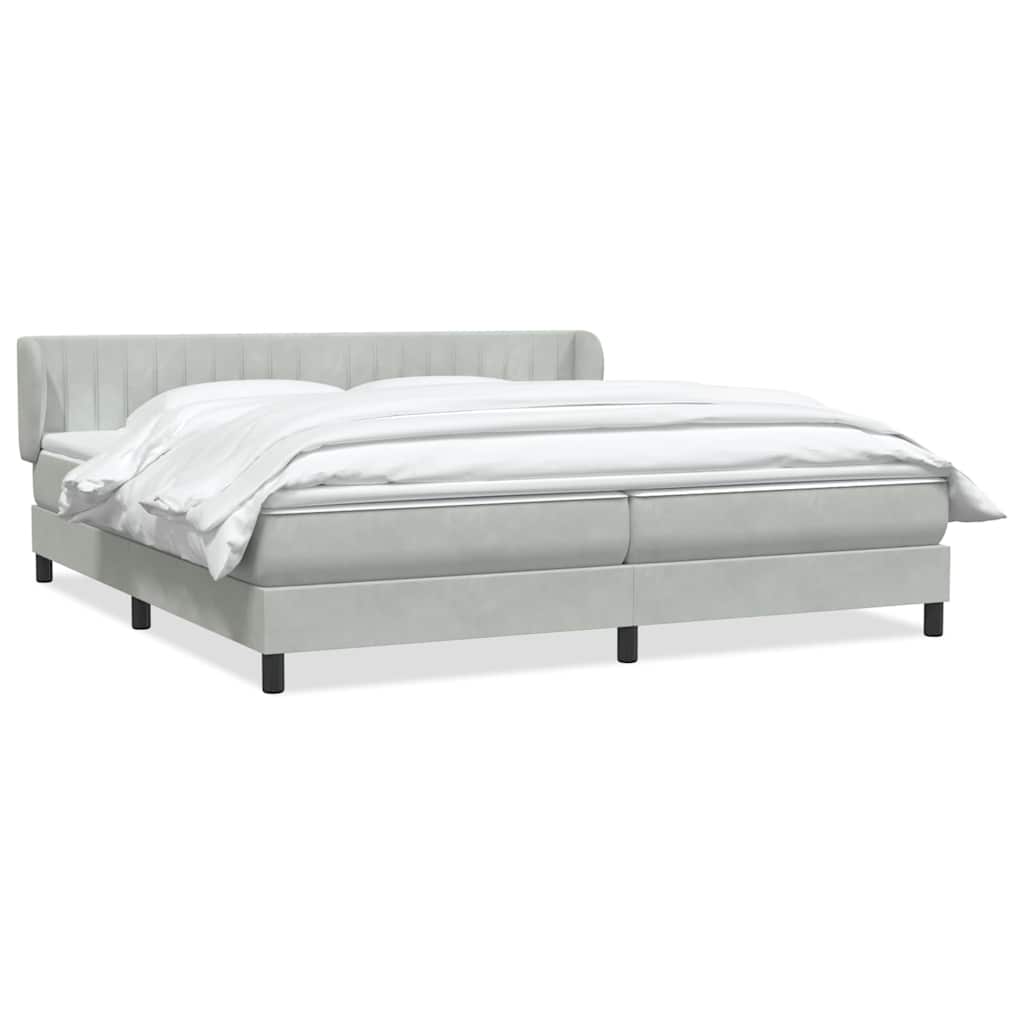Giroletto a Molle con Materassi Grigio Chiaro 200x220cm Velluto