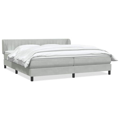 Giroletto a Molle con Materassi Grigio Chiaro 200x220cm Velluto
