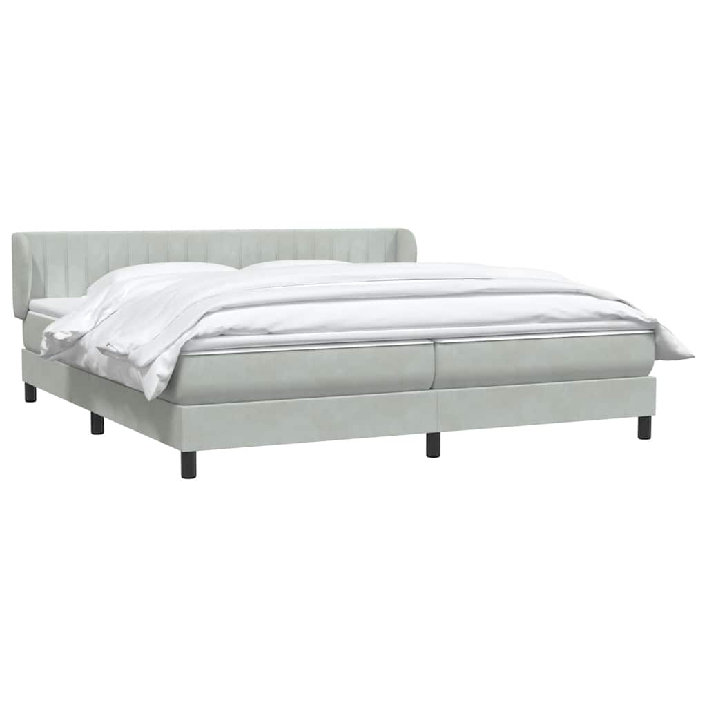 Giroletto a Molle con Materassi Grigio Chiaro 200x220cm Velluto