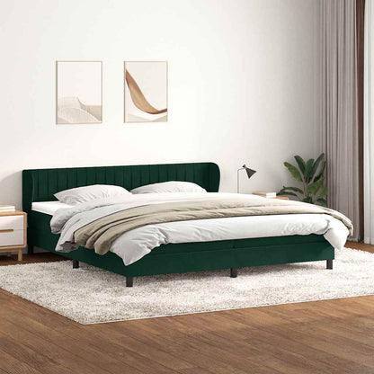Giroletto a Molle con Materassi Verde Scuro 200x220 cm Velluto