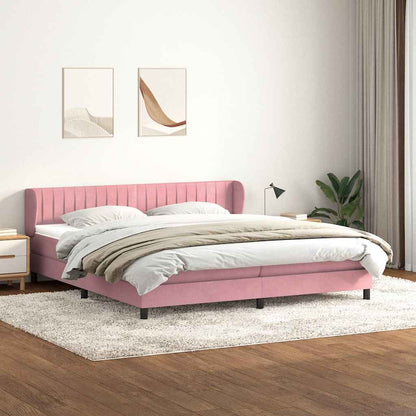 Giroletto a Molle con Materassi Rosa 200x220 cm in Velluto