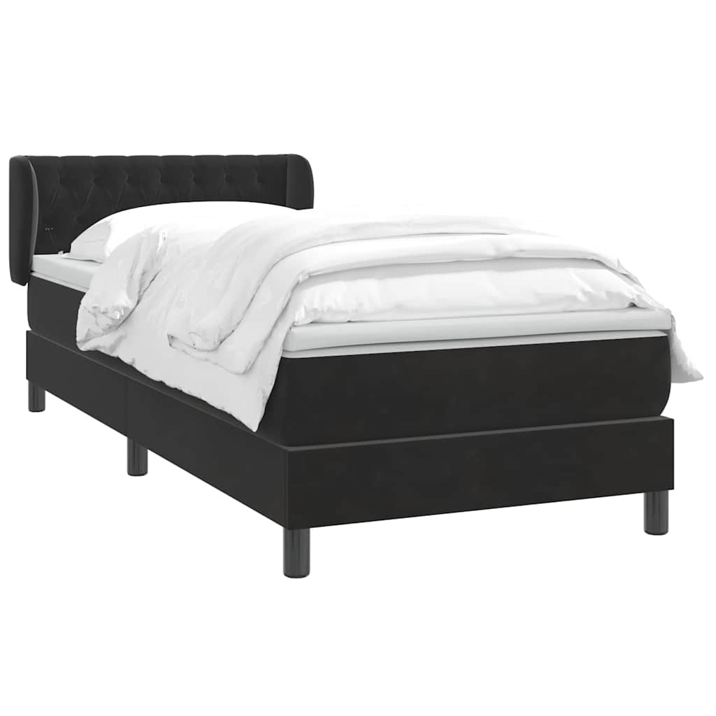 Giroletto a Molle con Materasso Nero 80x210 cm Velluto