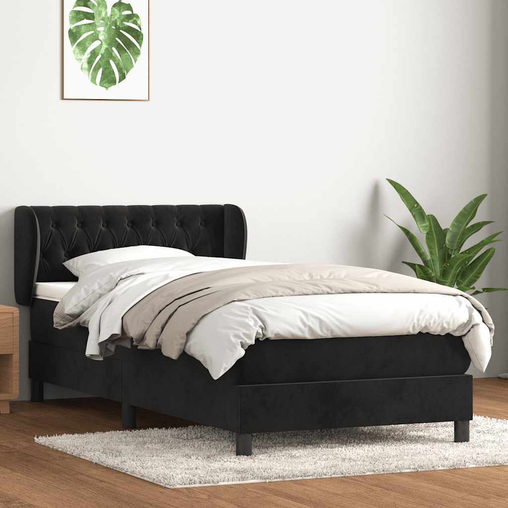 Giroletto a Molle con Materasso Nero 80x210 cm Velluto