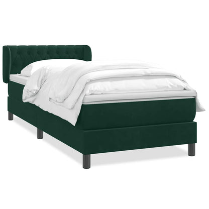 Giroletto a Molle con Materasso Verde Scuro 80x210 cm Velluto