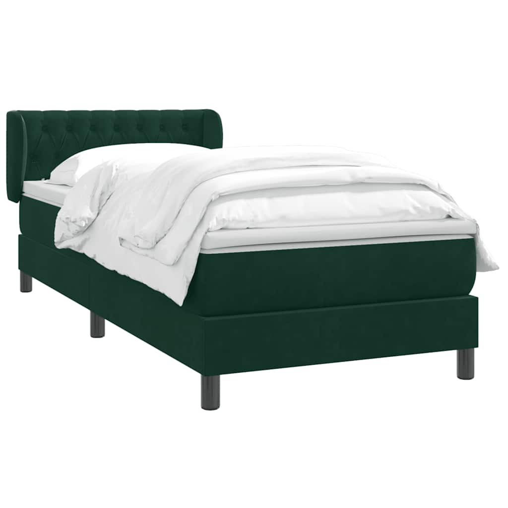 Giroletto a Molle con Materasso Verde Scuro 80x210 cm Velluto