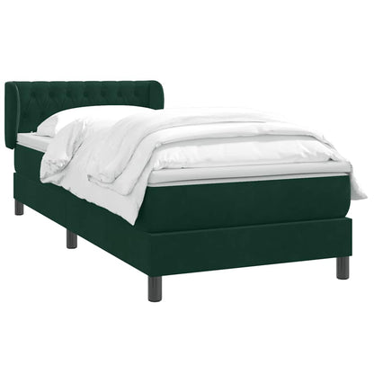 Giroletto a Molle con Materasso Verde Scuro 80x210 cm Velluto