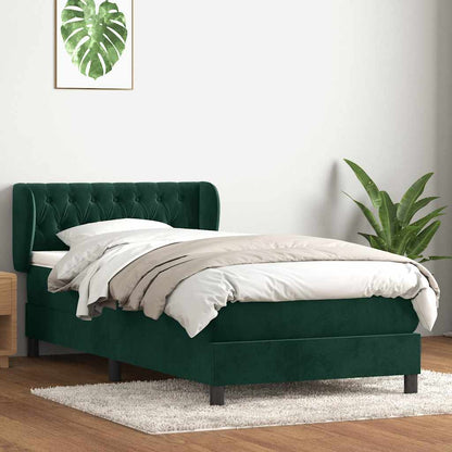 Giroletto a Molle con Materasso Verde Scuro 80x210 cm Velluto