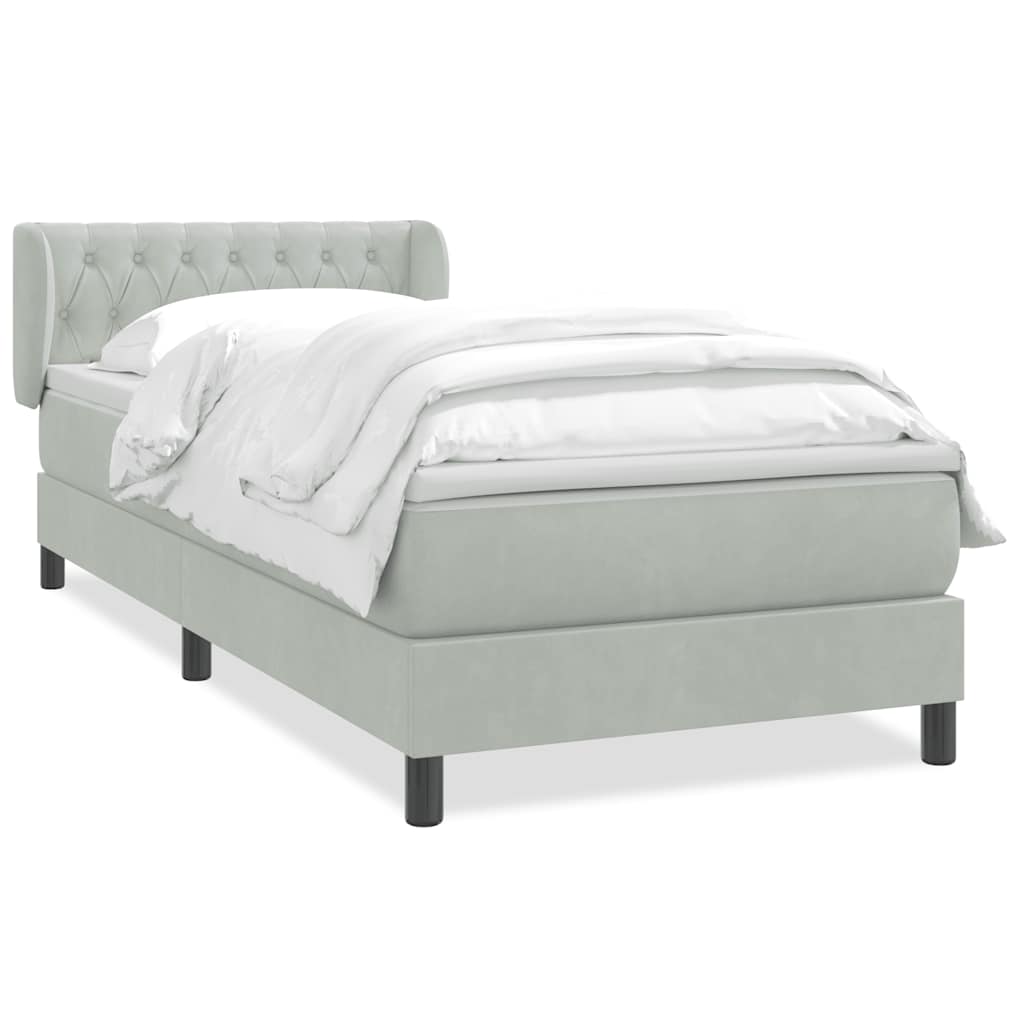 Giroletto a Molle con Materasso grigio chiaro 90x210 cm Velluto