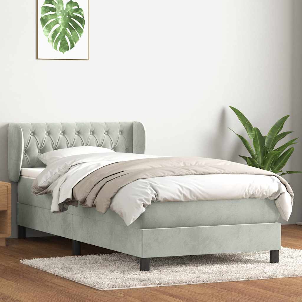 Giroletto a Molle con Materasso grigio chiaro 90x210 cm Velluto