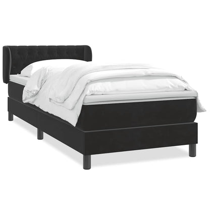 Giroletto a Molle con Materasso Nero 90x210 cm in Velluto