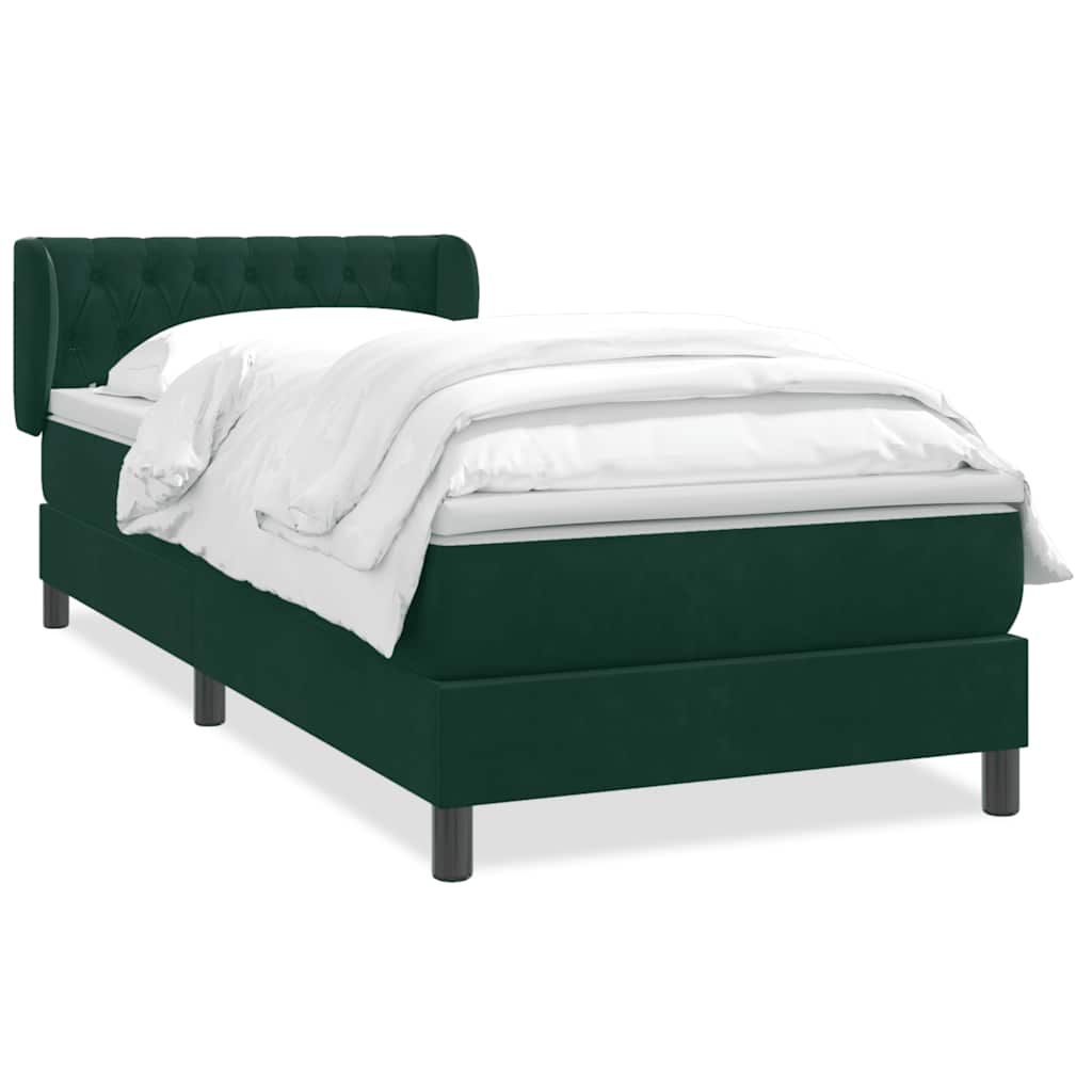 Giroletto a Molle con Materasso Verde Scuro 90x210 cm Velluto